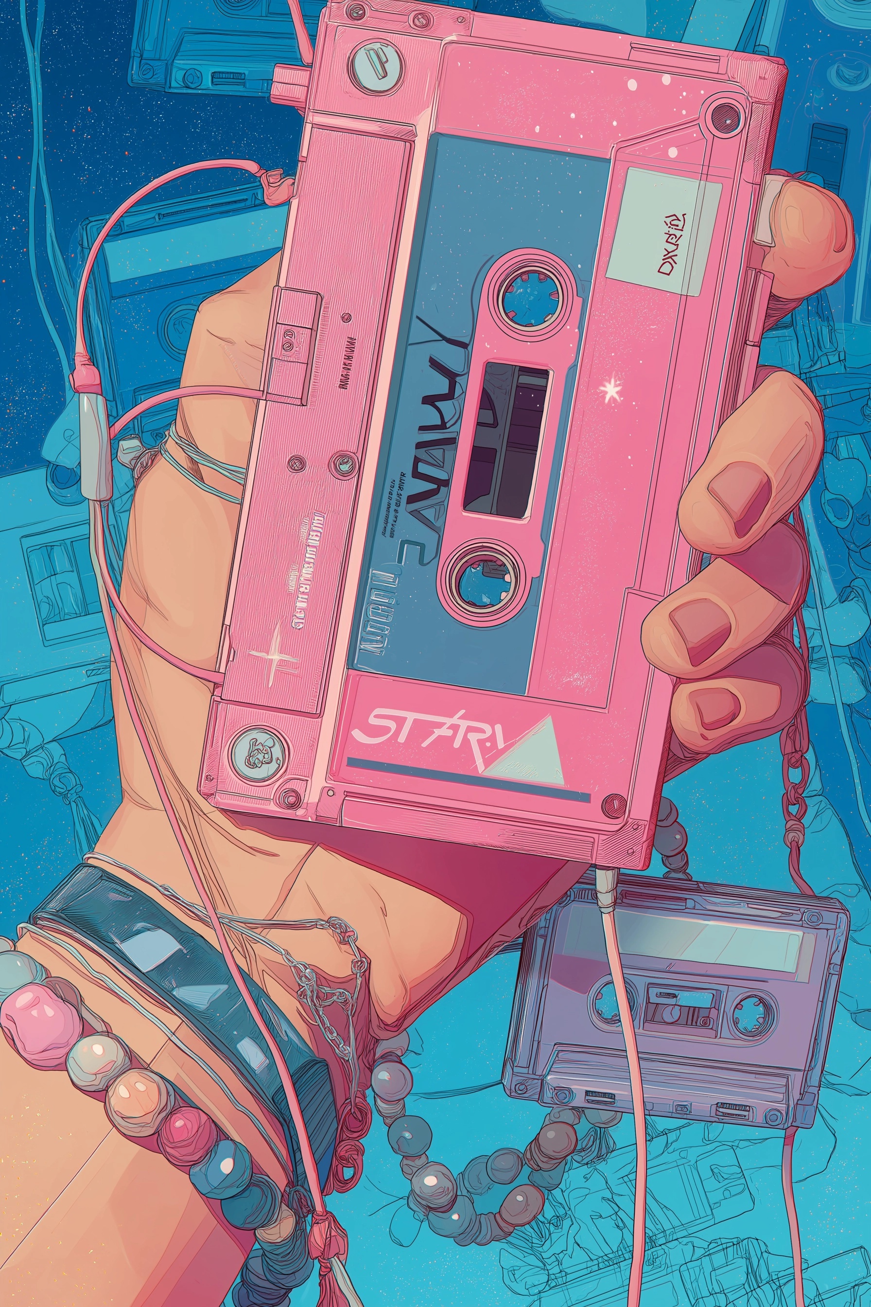 Futuristic Pink Walkman: Retro Vibes, Bright Colors