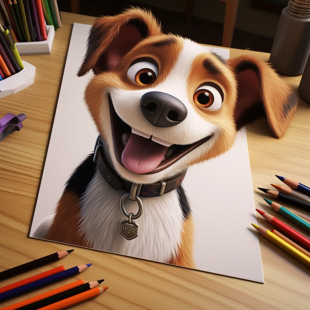 Colorful Dog Art in Pixar Animation Style - 9:16 Ratio