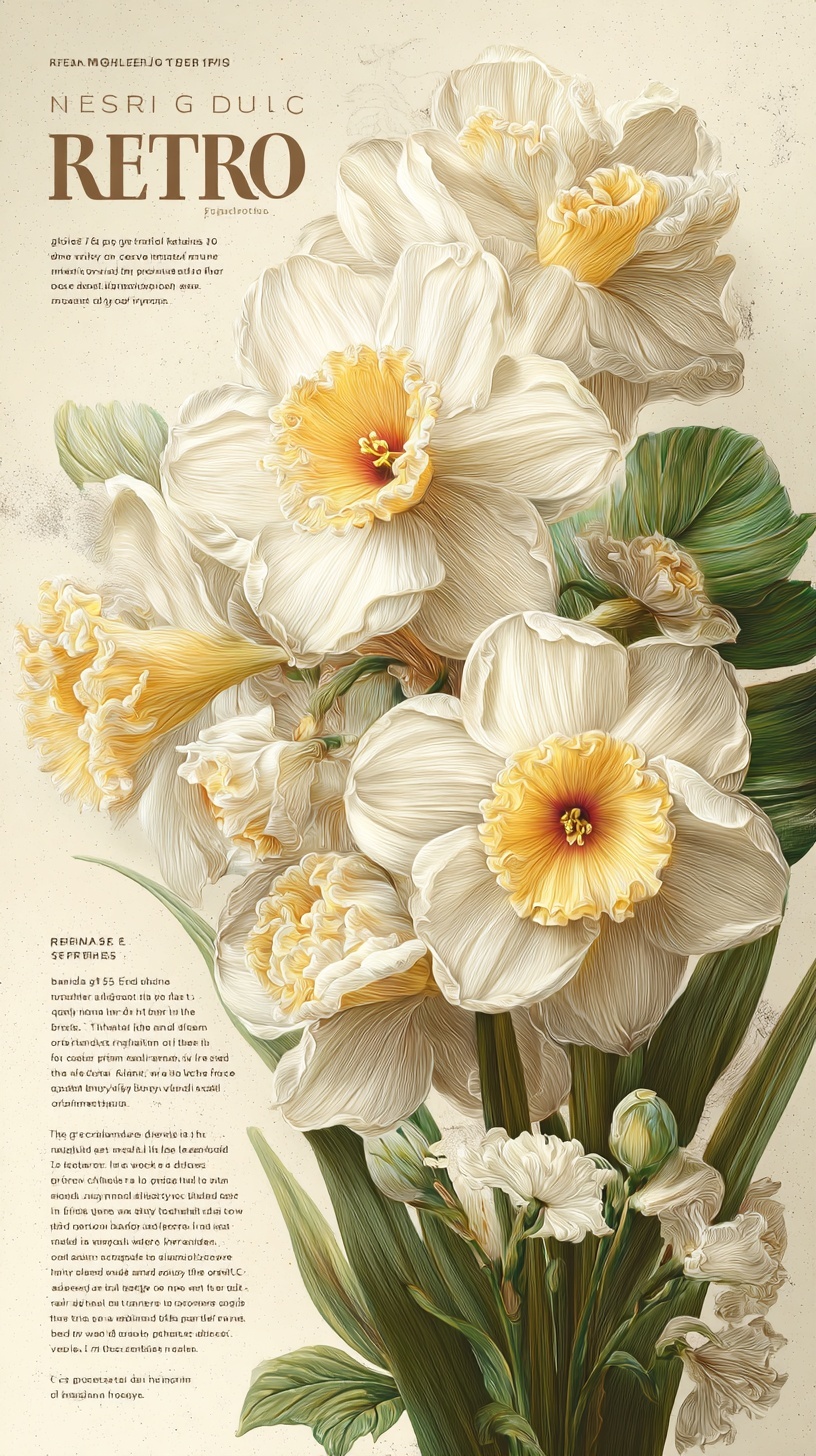 Elegant Retro Daffodil Bouquet - Timeless Beauty