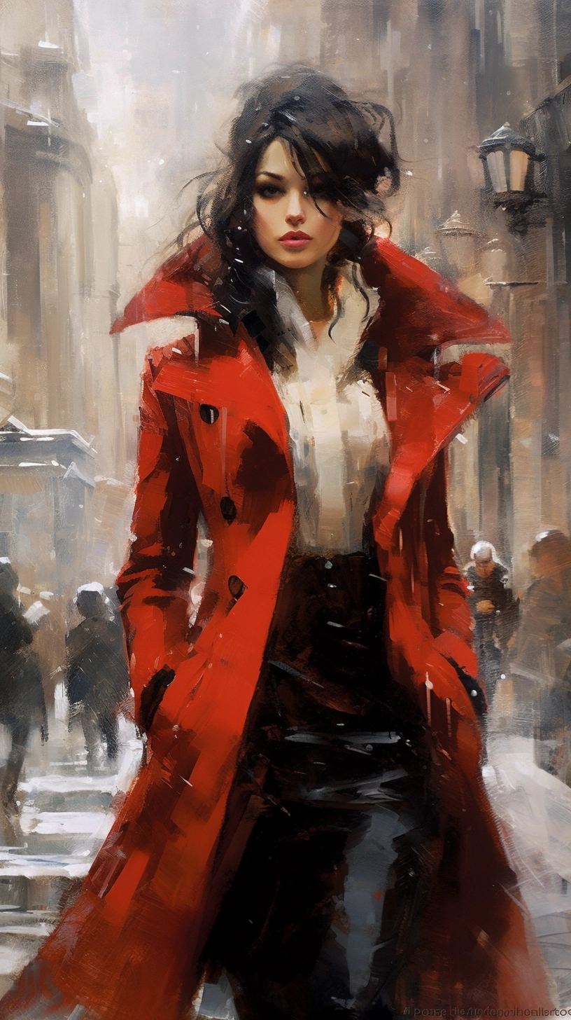 Elegant Palette Knife Paintings in Winter Streets