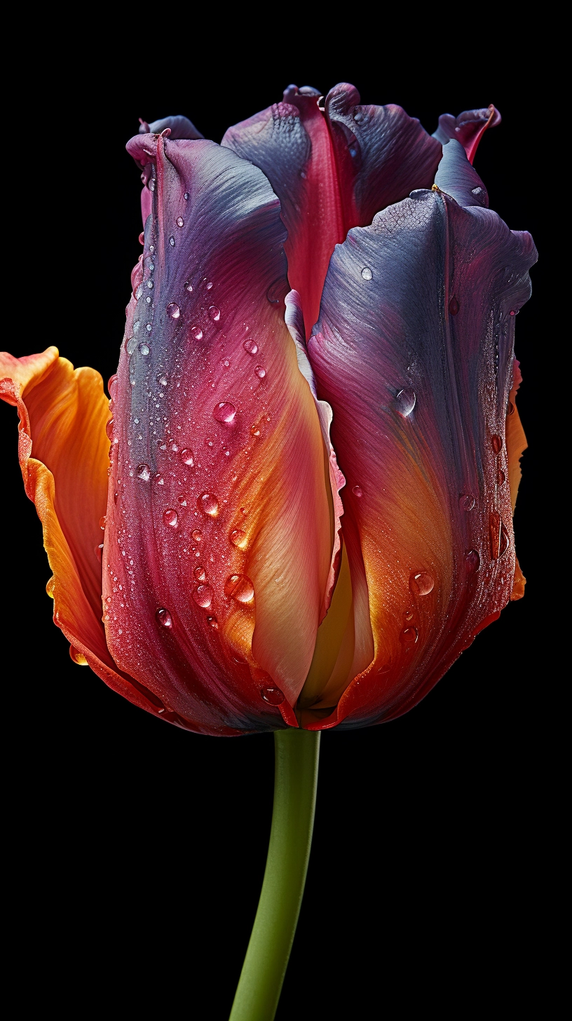 Rainbow Tulip Photography: Close-Up Shots in Patina and Oxidized Style