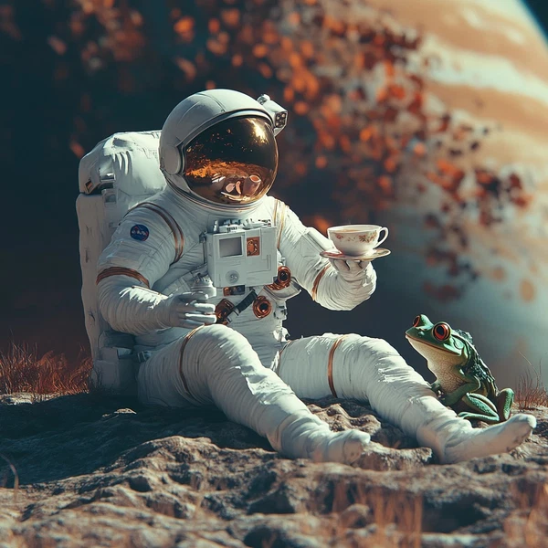 Tea Party on Jupiter: Astronaut & Frog Adventure