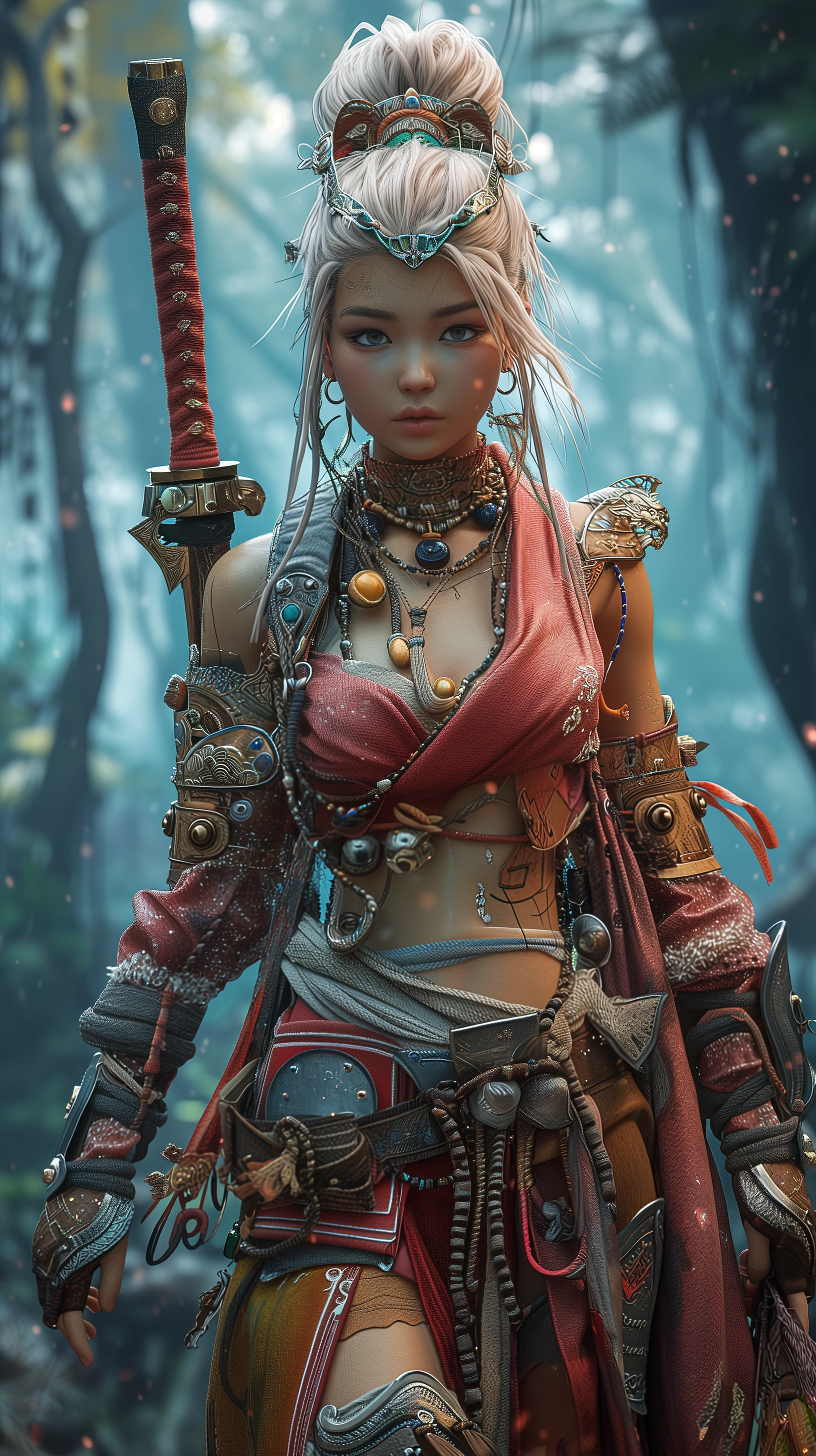 Whimsical Forest 3D Model: Japanese Warrior in Unreal Engine