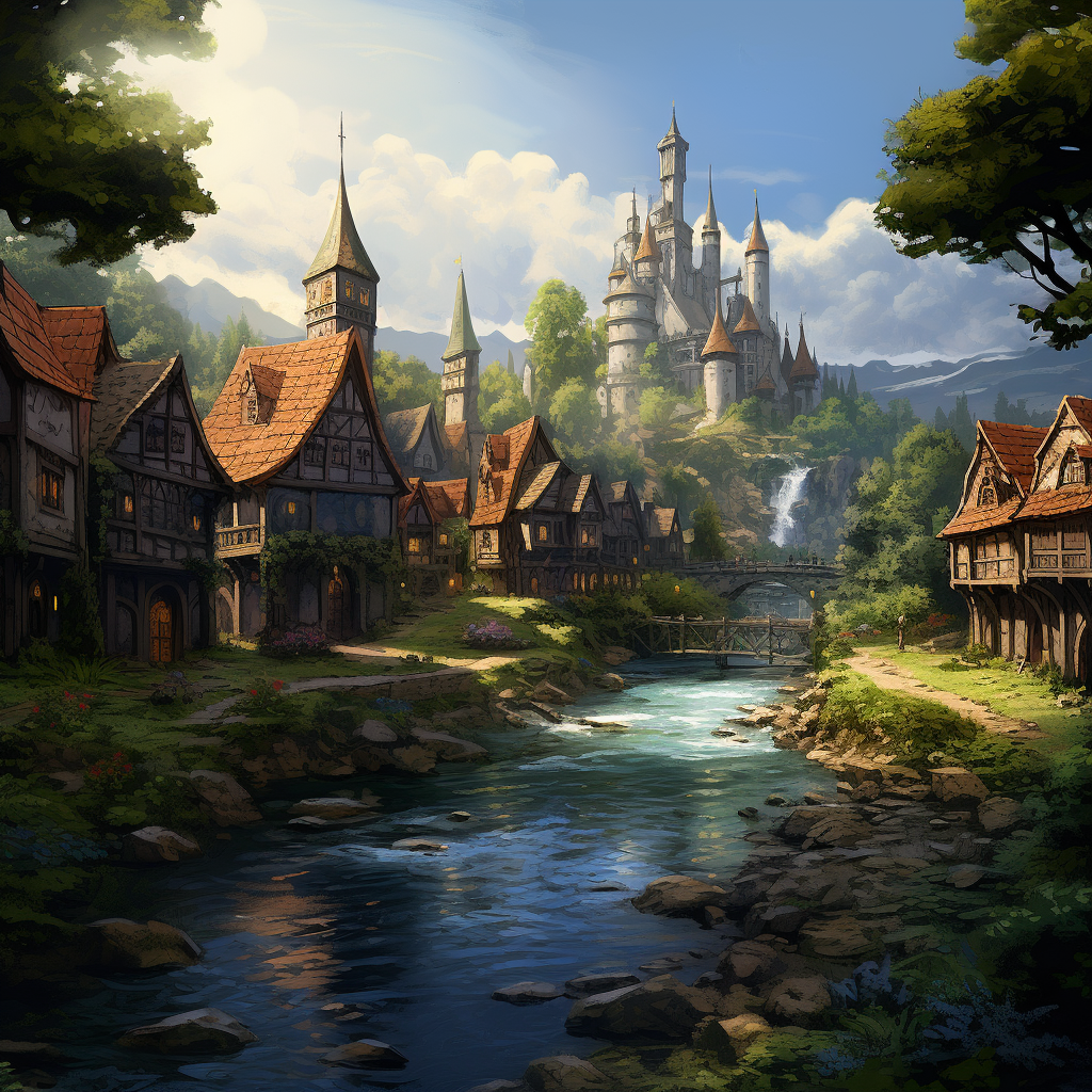 Enchanting Riverside Village: Dive into a Fantasy Realm