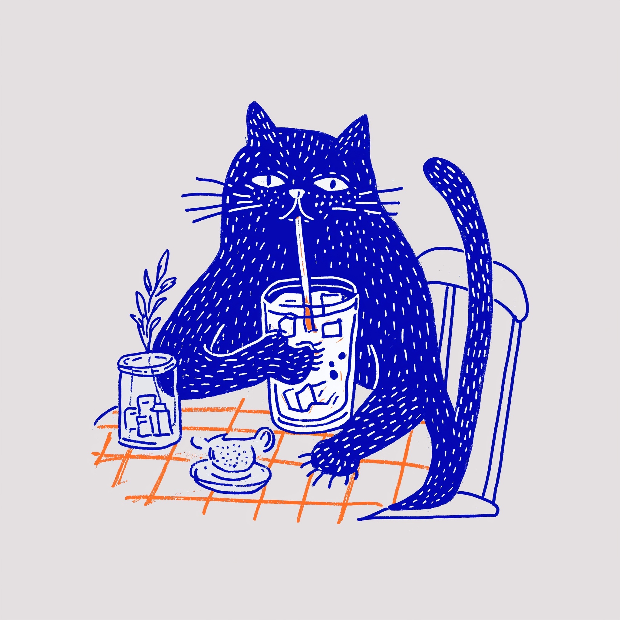 Caffeine Fix: Black Cat Enjoys Iced Latte