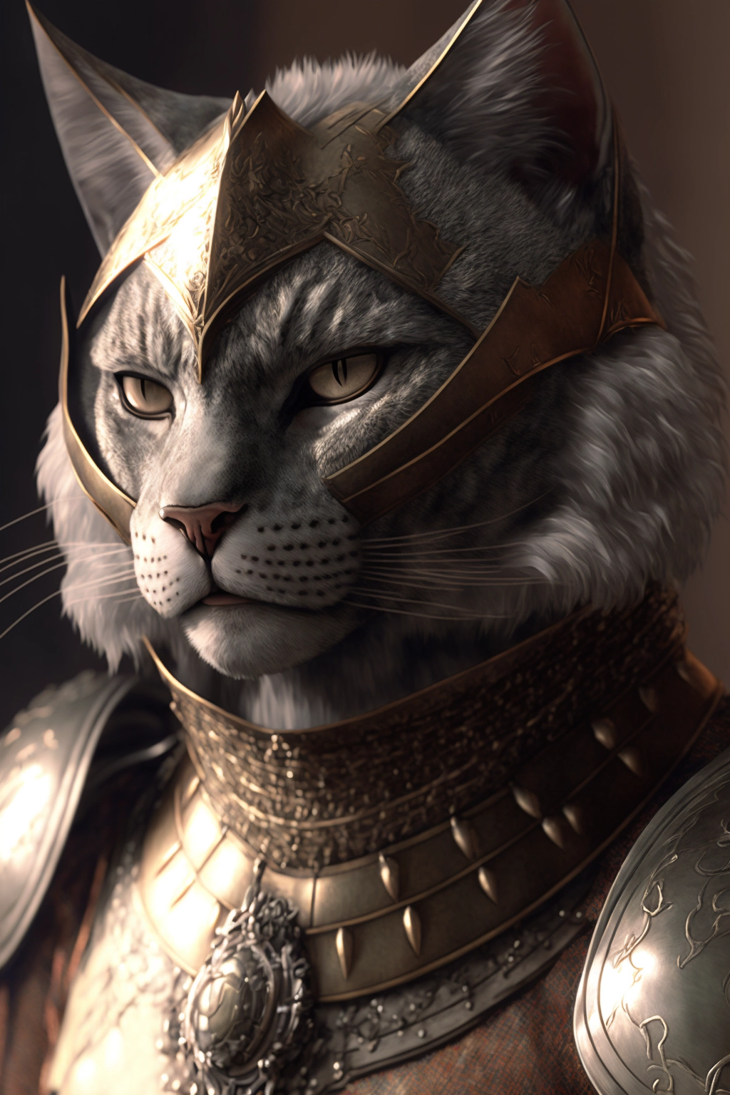 Finely Detailed Cat Knight Portrait in 4K