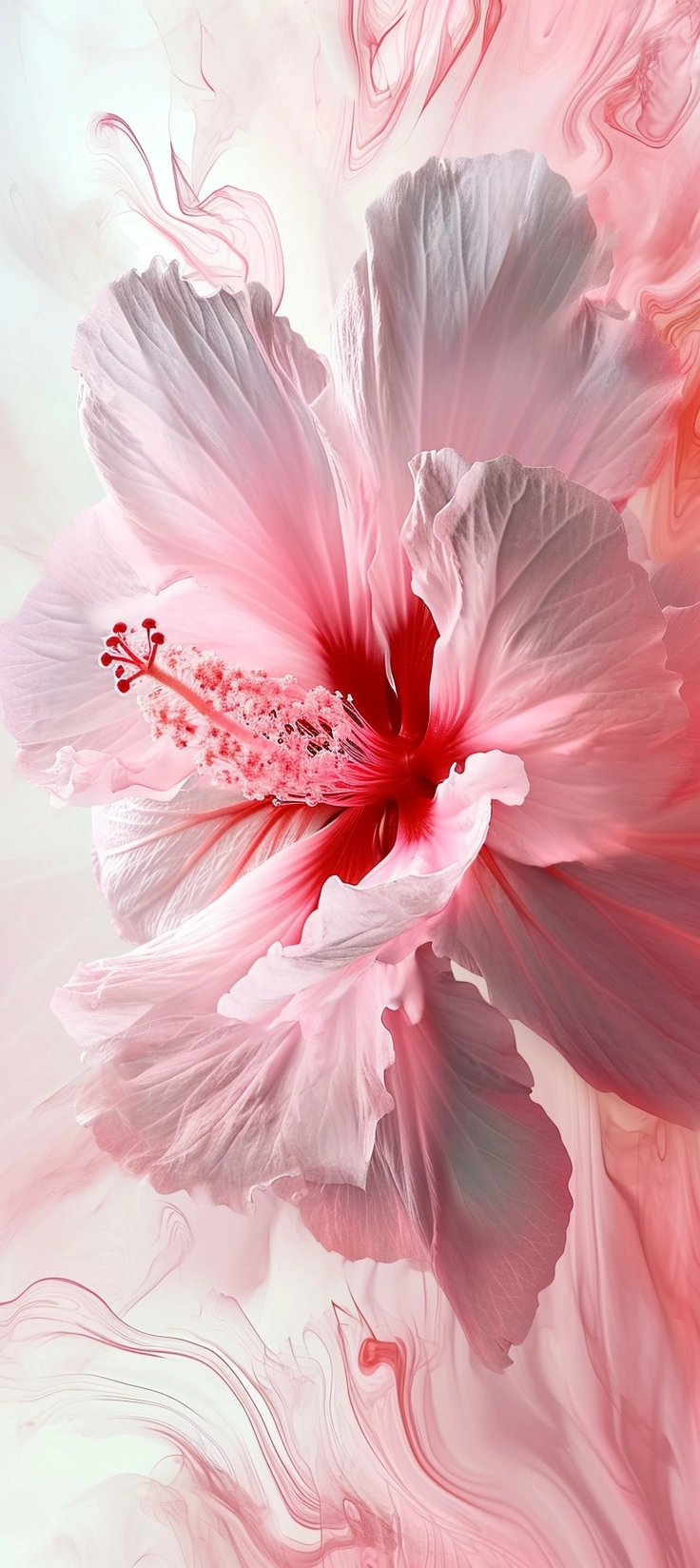 Fluid Brushwork: UHD Pink Flower - Soft Renderings & Translucent Overlapping