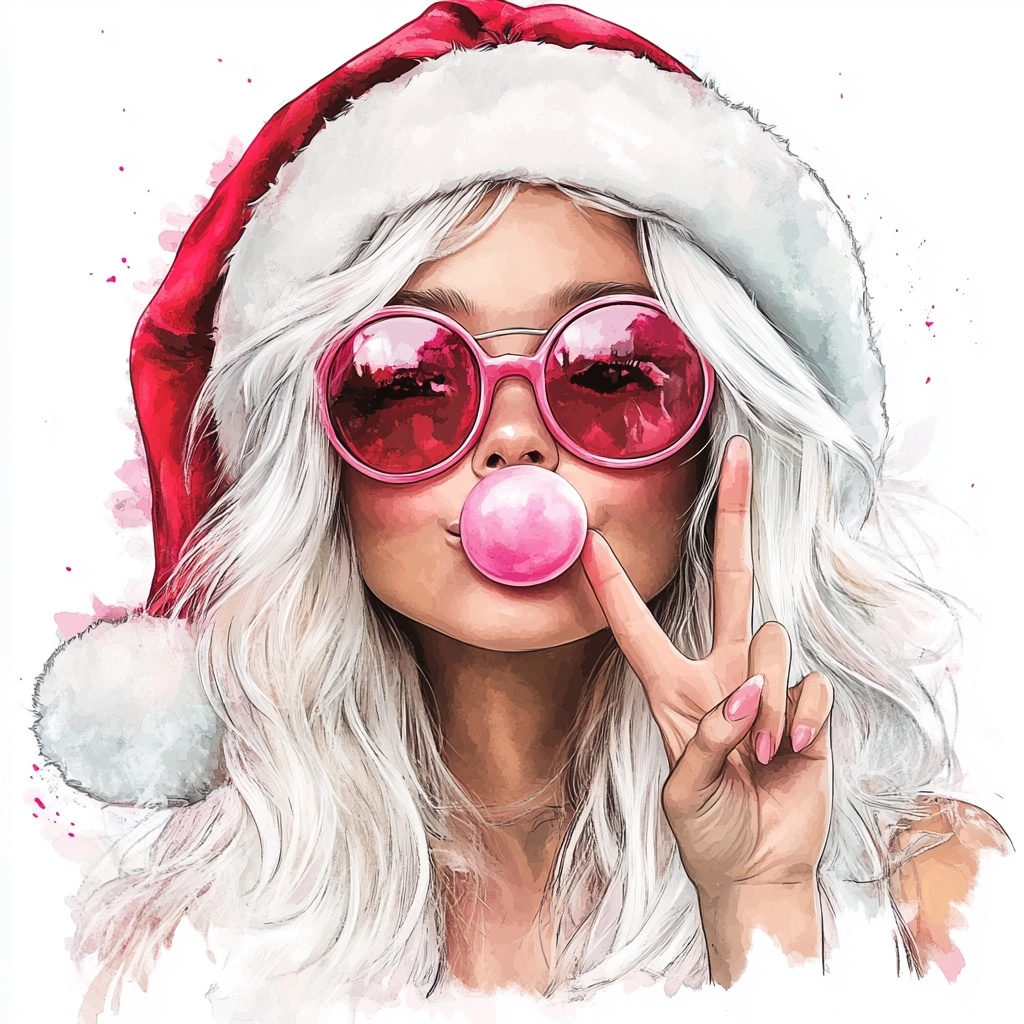 Festive Girl in Pink: Watercolor Design