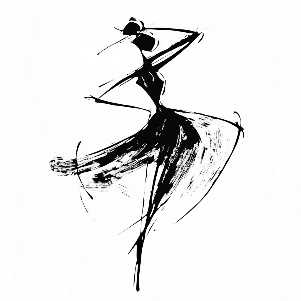 Minimalist Ink Dance: Elegance in Motion