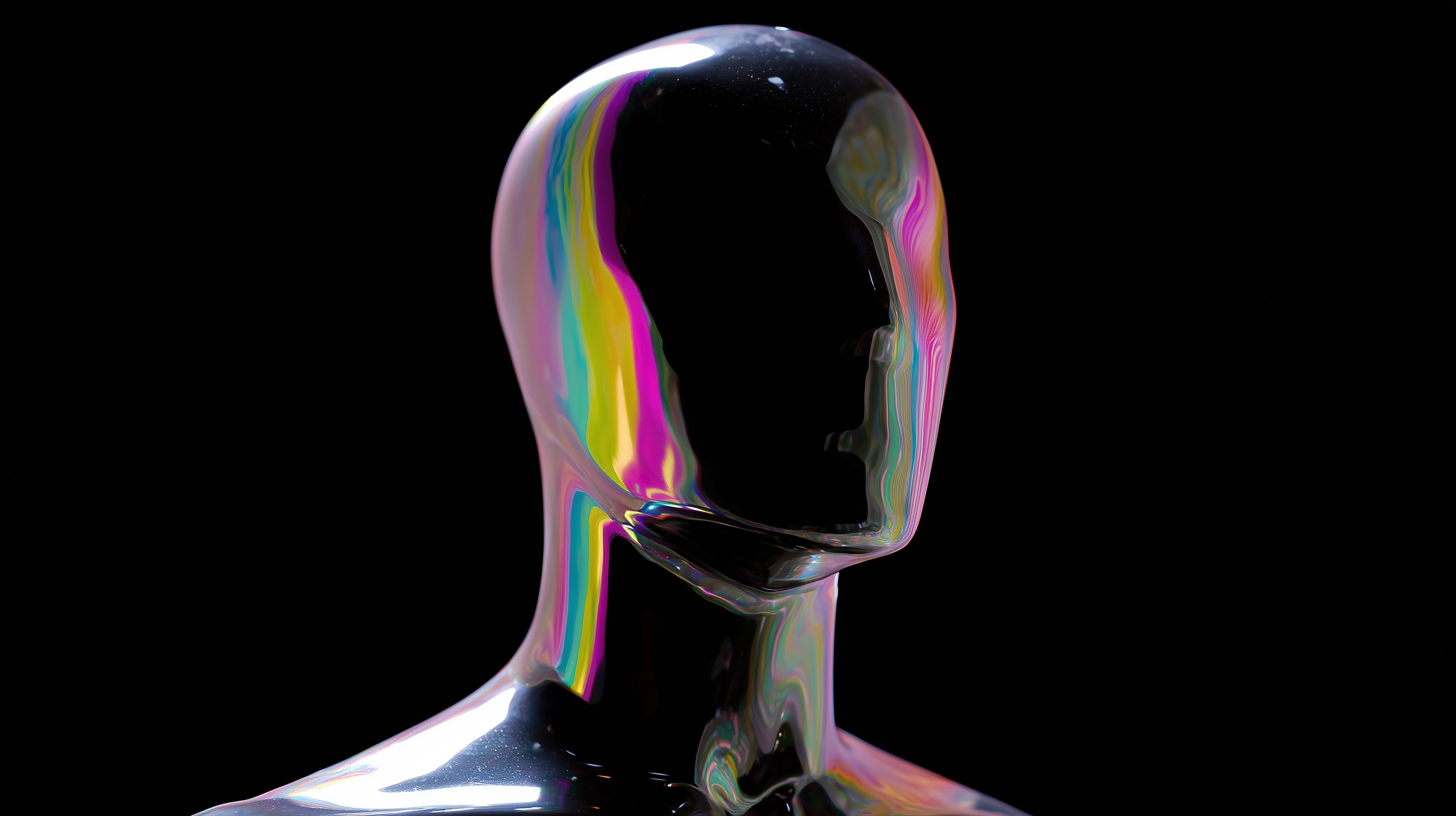 Glossy Faceless Mannequin with Rainbow Light