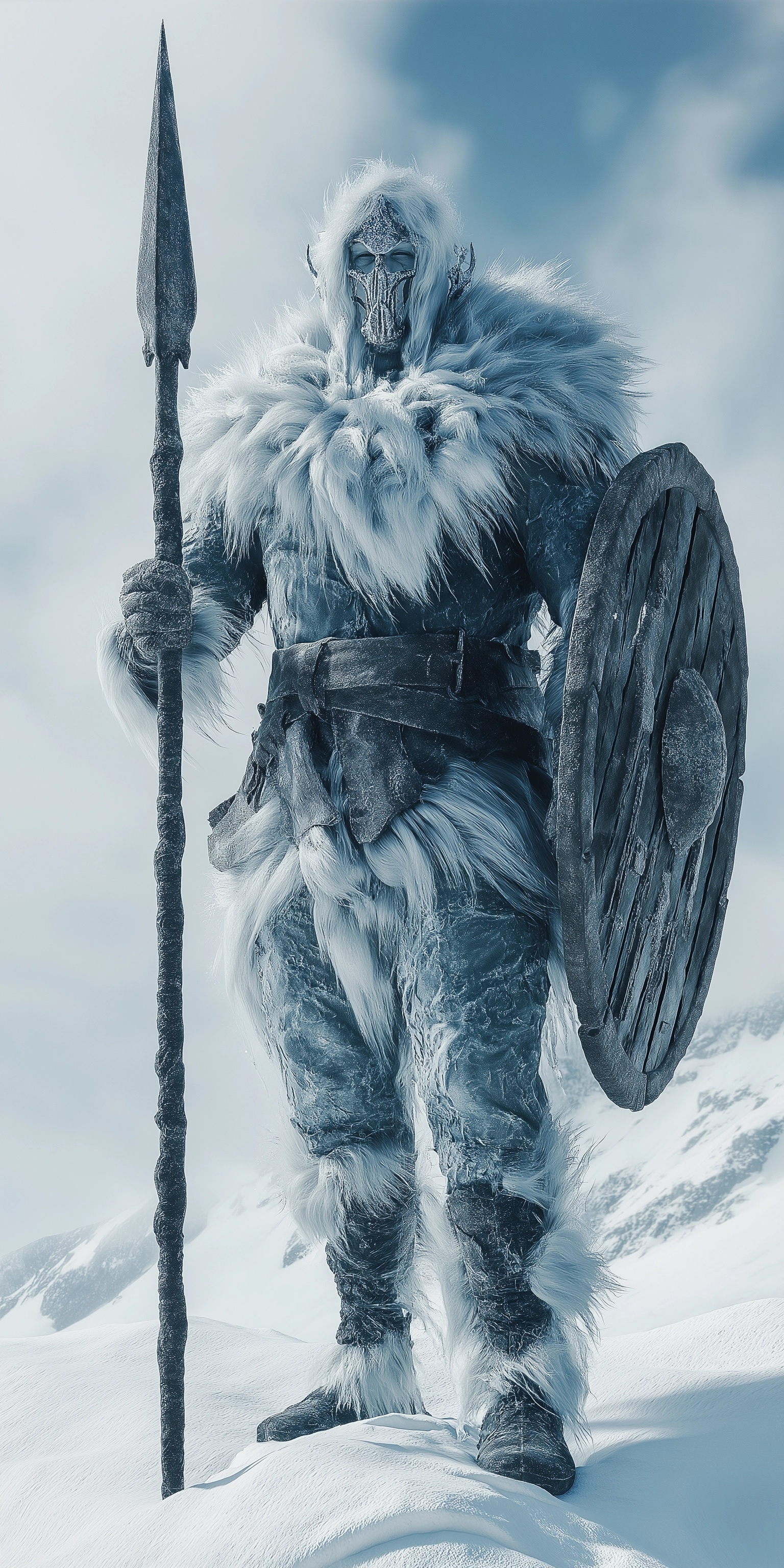 Epic Ice Viking: Full-Body Fantasy Artwork