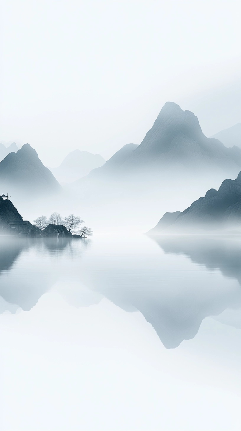 Ancient Chinese Scenery: Minimalist & Vivid Design