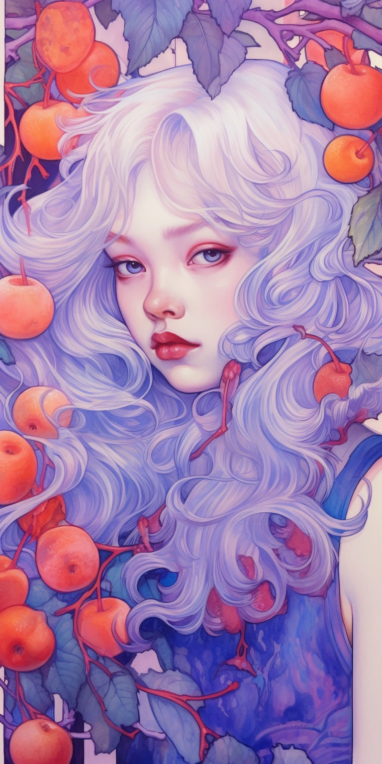 Summer Plum Girl: James Jean Style with Lisa Frank Twist