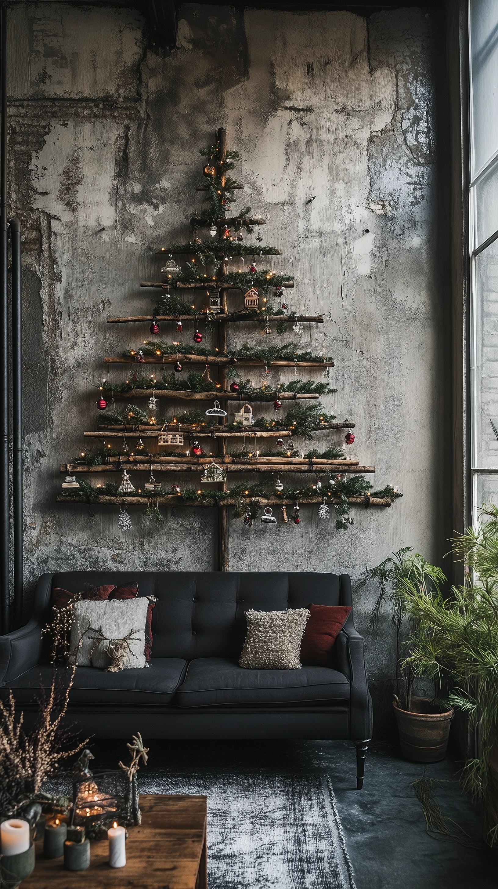 Wall-Mounted Christmas Tree: Modern Loft Style