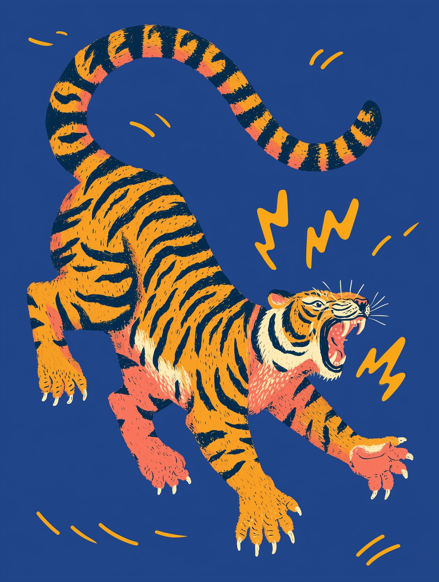 Dynamic Tiger Illustration: Bold Energy Unleashed