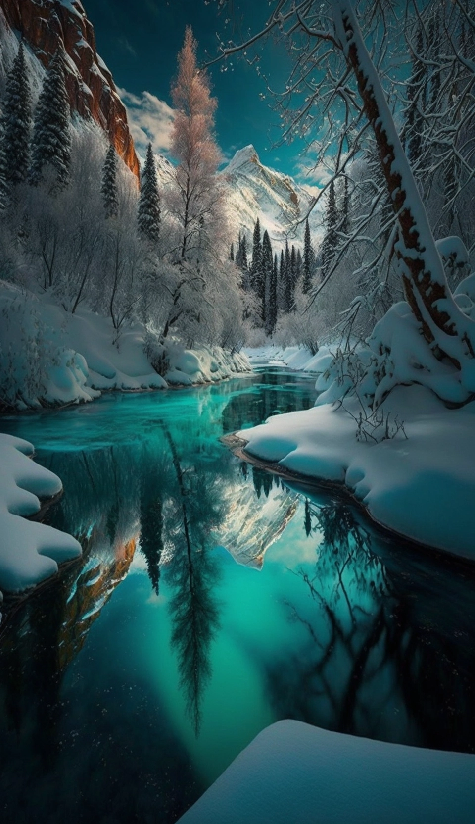 Turquoise River in Winter Forest - Marc Adamus