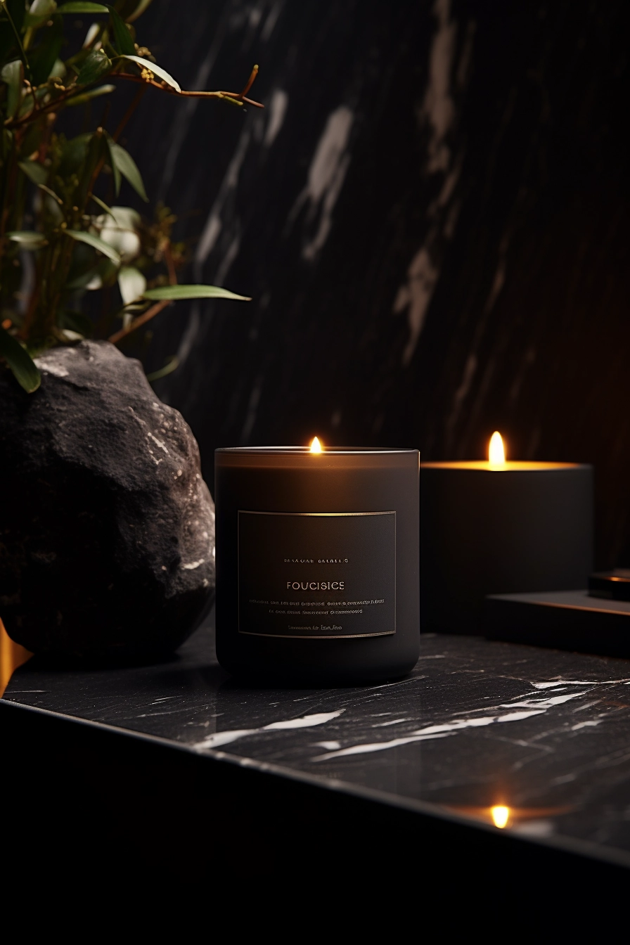 Modern Dark Bathroom: Premium Stone Candle Collection