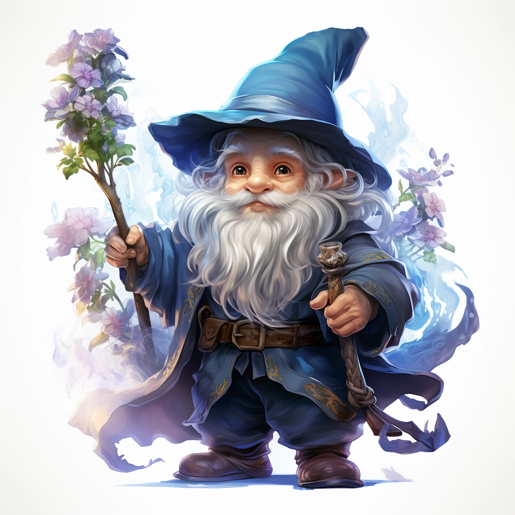 Gnome Sorcerer: Enchanting Blooming Flowers