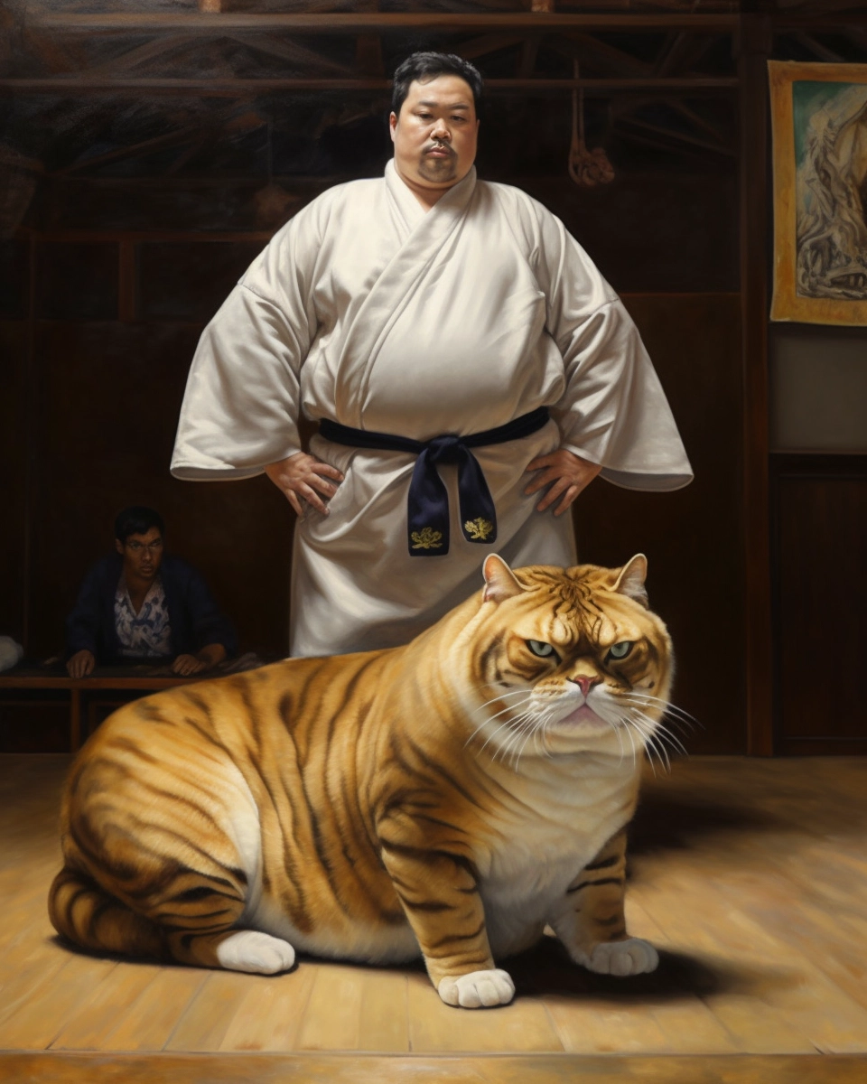 Hyper-Realistic Sumo Cat Painting - Massive & Majestic