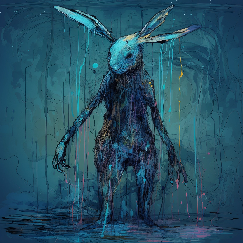 Water Rabbit: Abstract Expressionism Art