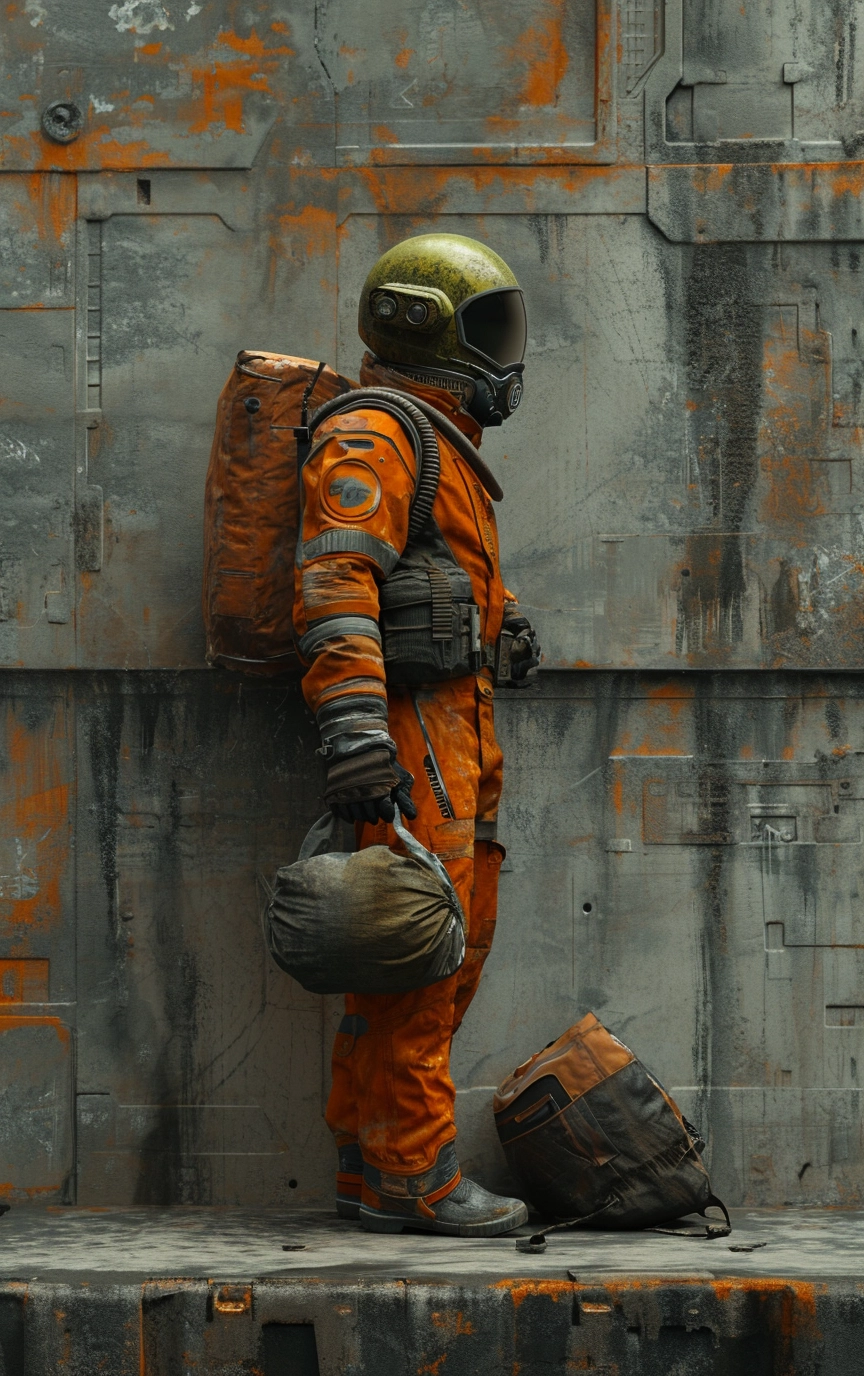 Hyper-Realistic Sci-Fi Art: Zuckerpunk Vibes in Dark Orange & Gray