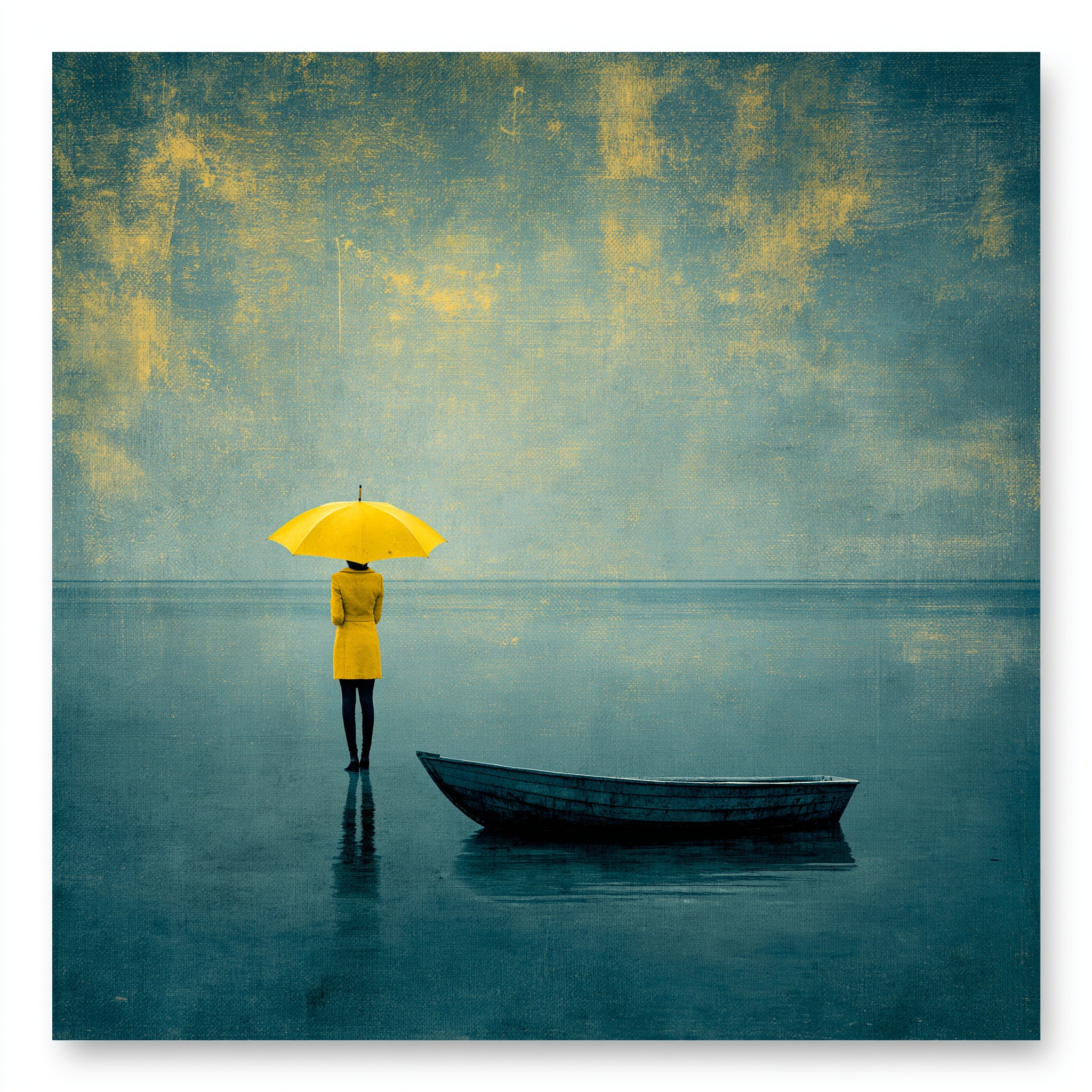 Vivid Abstract Impressionism: Umbrella Art at Sea
