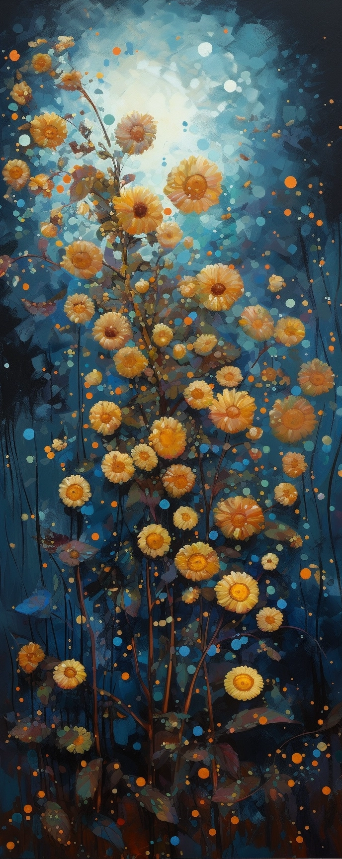 Sunflower Guerrilla Garden: Dark Blue & Amber Painting