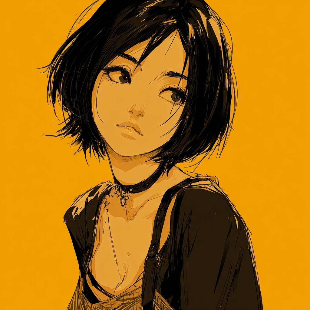 Anime Inspired Short-Haired Girl: Embrace the Mood