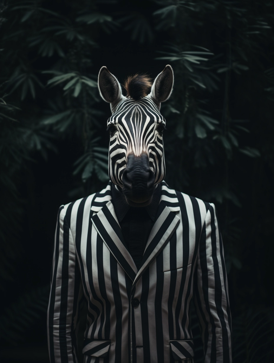 Stylish Zebra in Striking Black & White Outfit