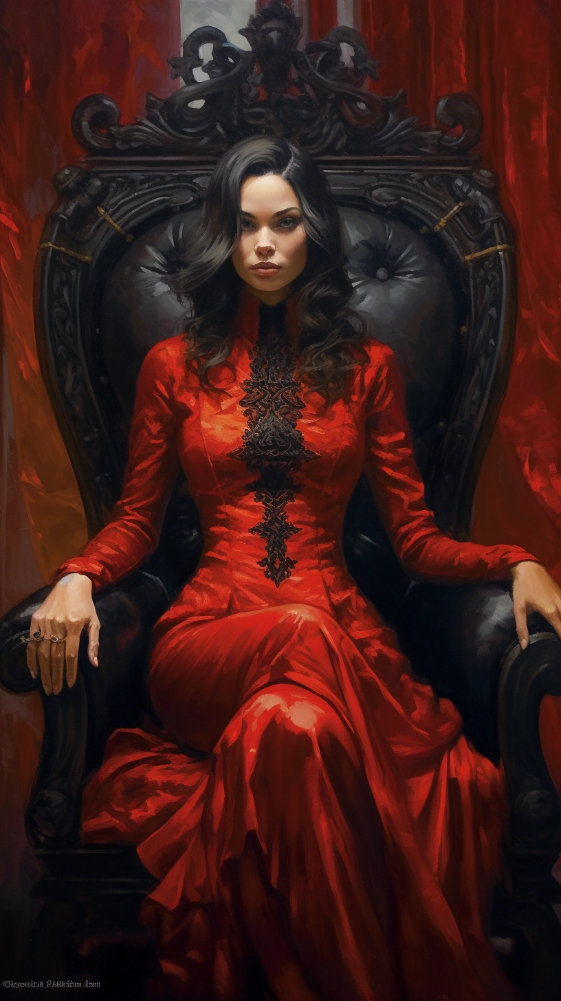 Dark Princess in Ornate Red Dress