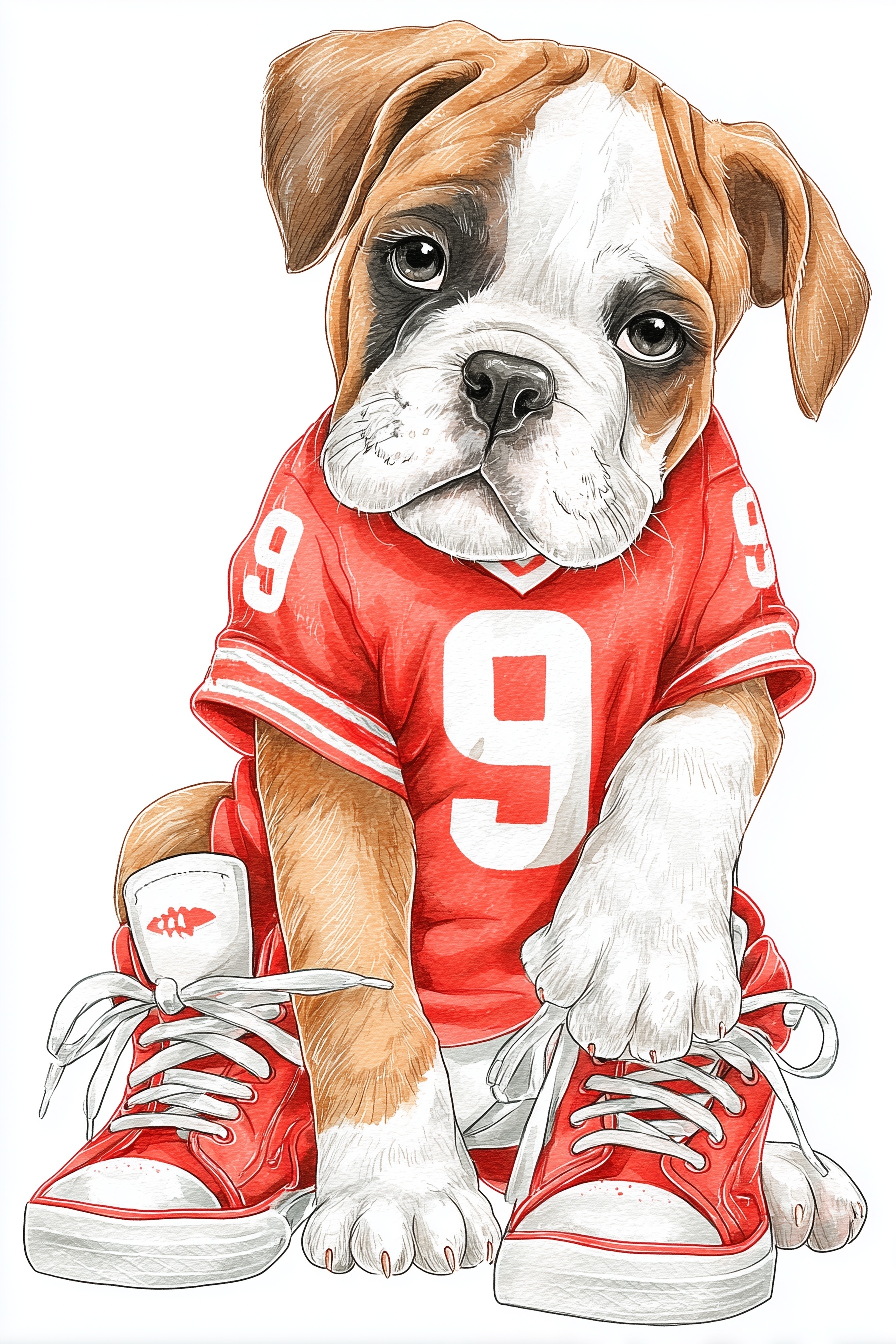 Adorable Boxer Puppy in Football Uniform