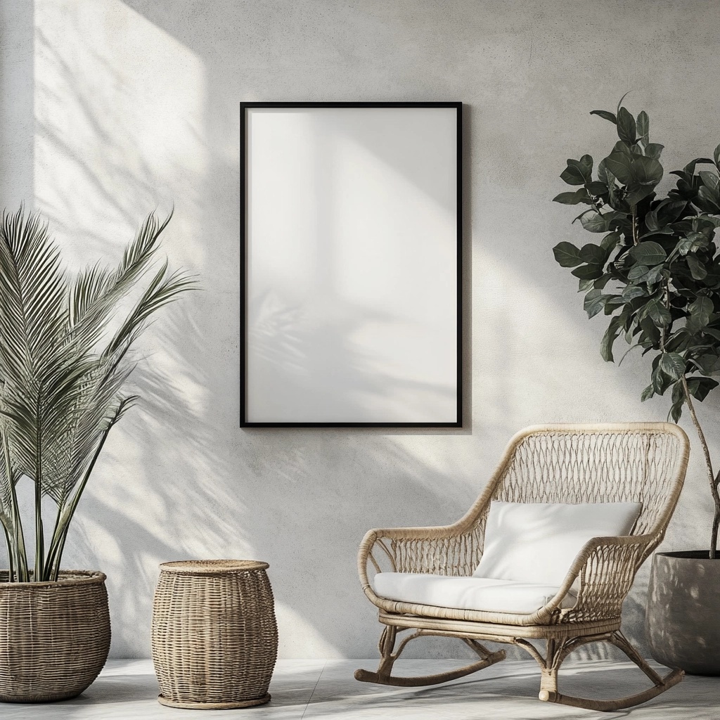 Modern Living Room Poster Mockup - A4 Design Frame