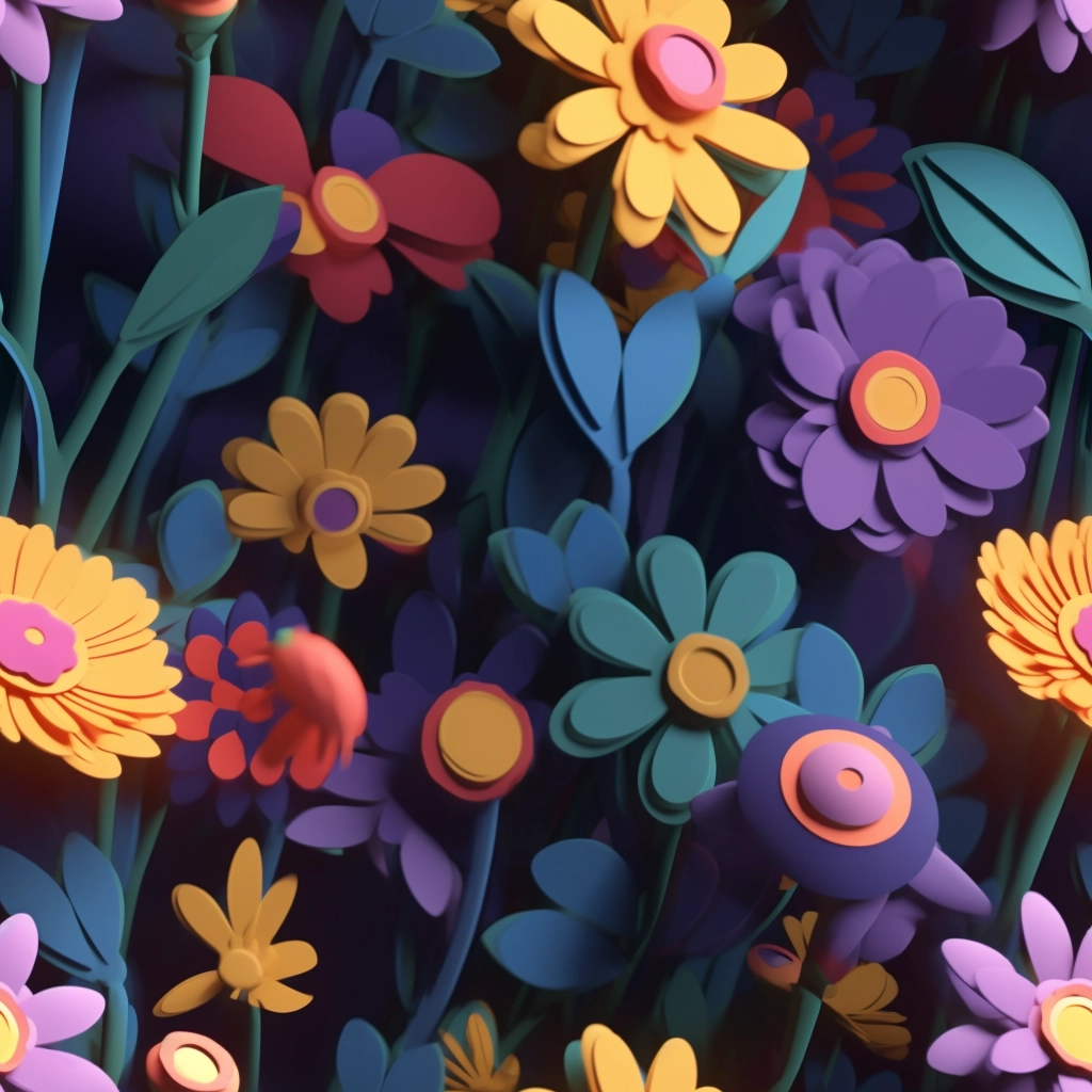 Vibrant Cartoon Flowers in Stunning 8K 3D Render