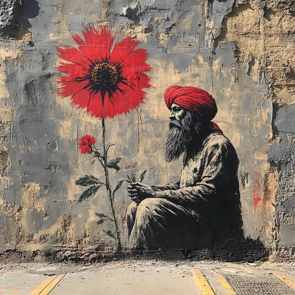 Bold Art: Sikh Man with Flower by Banksy