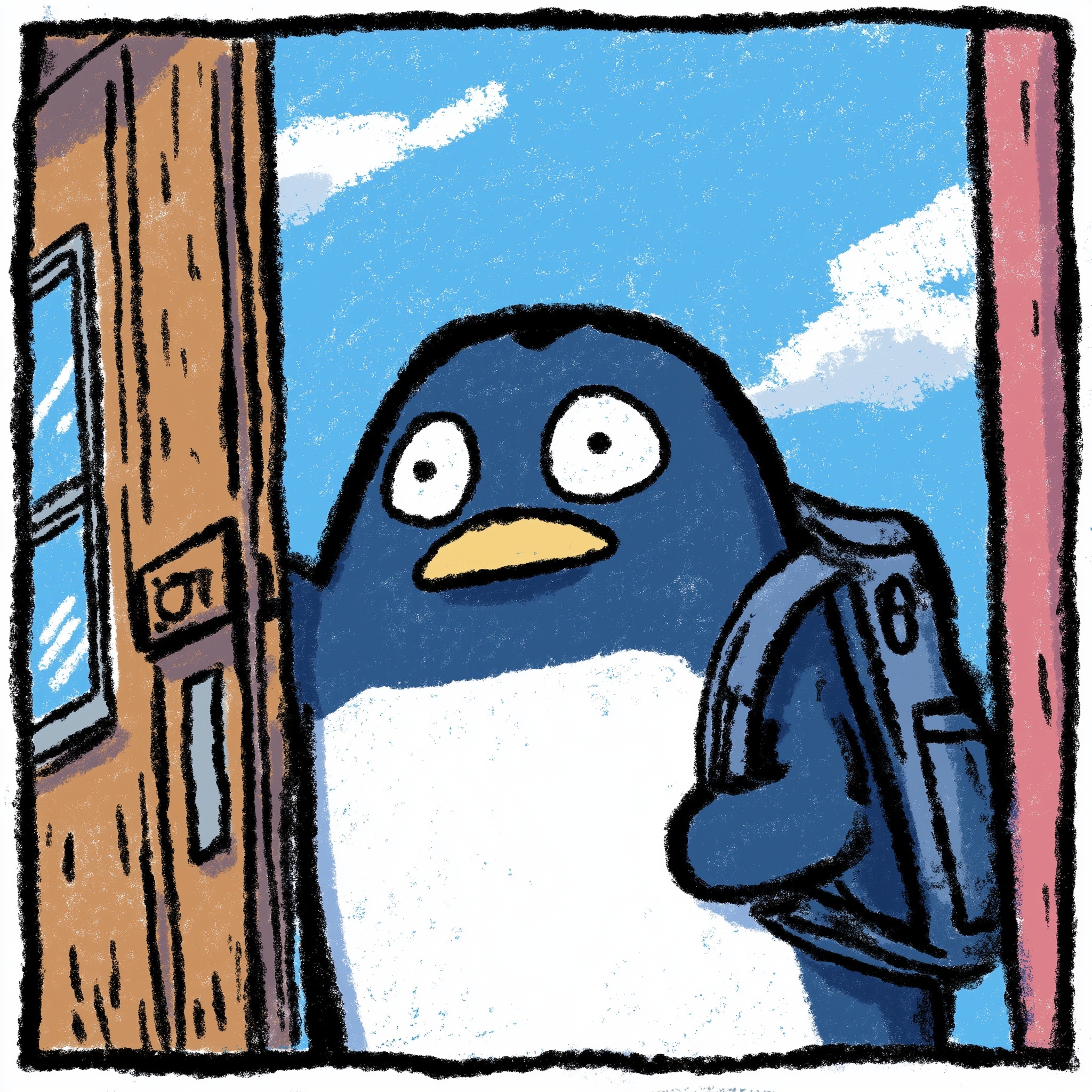 Cheerful Penguin in a Bright Classroom Adventure