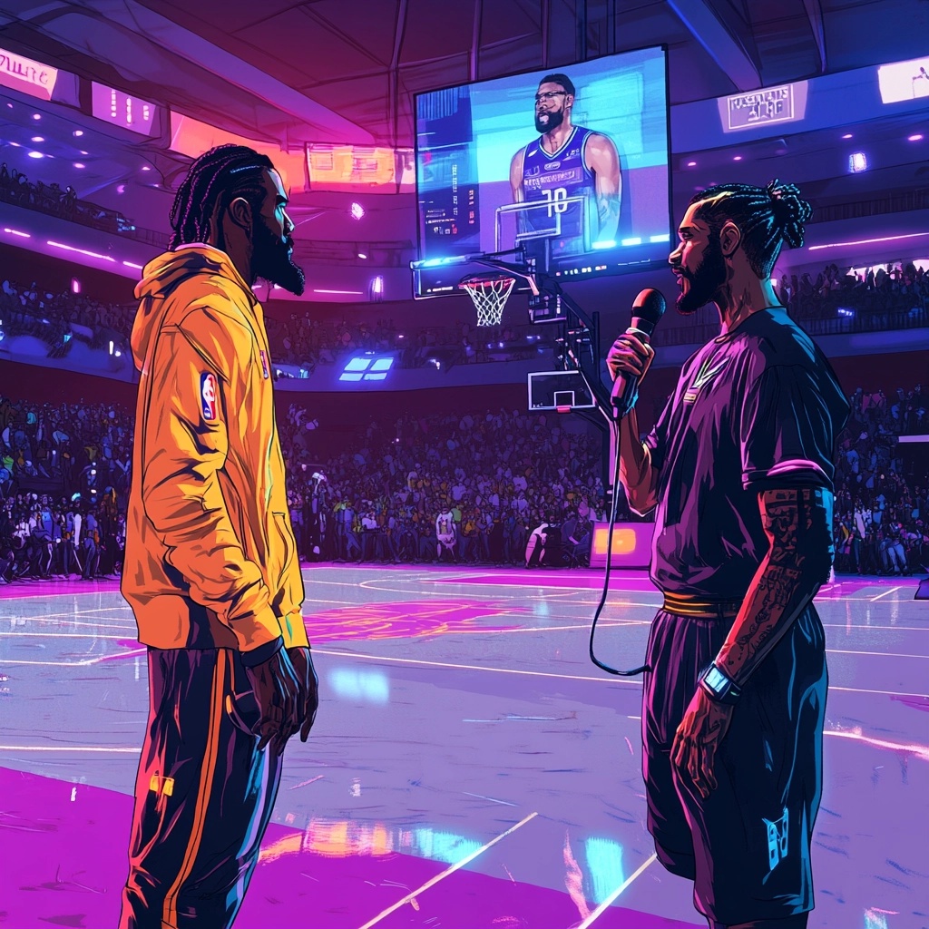 Futuristic NBA: Neon Court with High-Tech Magic