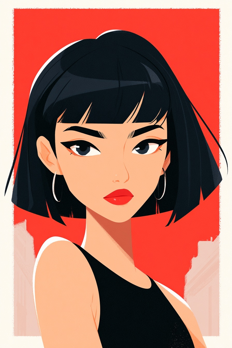 Bold Anime Portrait of a Confident Woman
