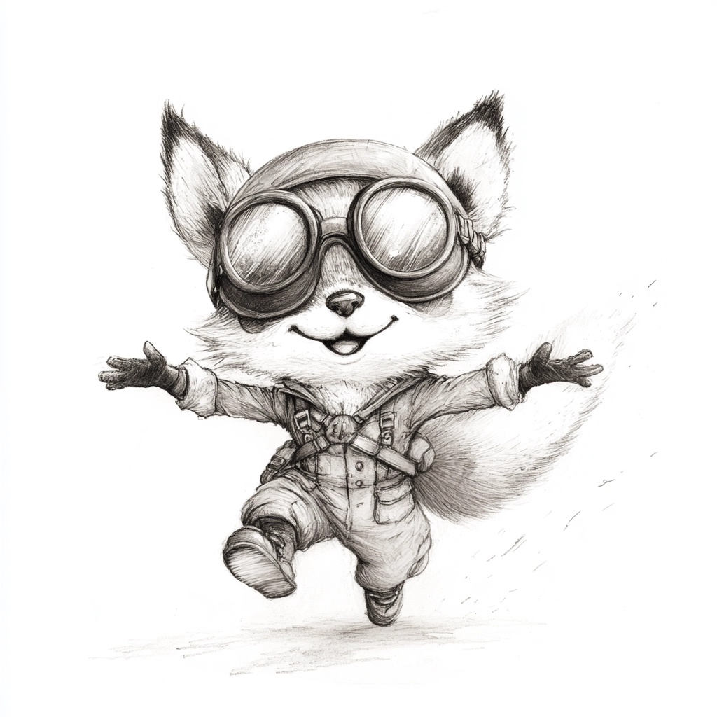 Adorable Fox Aviator: Playful Art for Kids