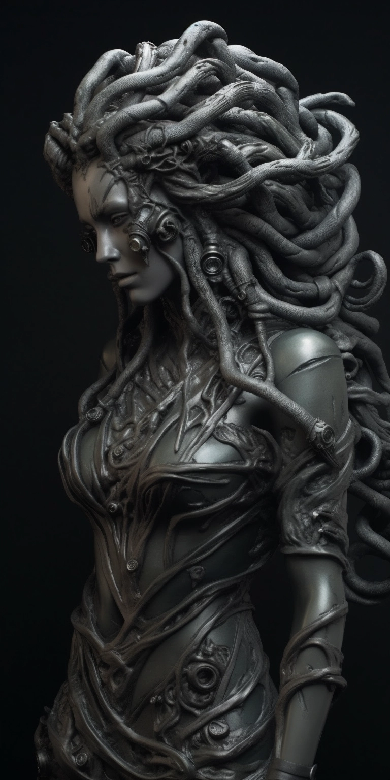 Hyper-Realistic Cyberpunk Medusa: Greek Mythology Reimagined