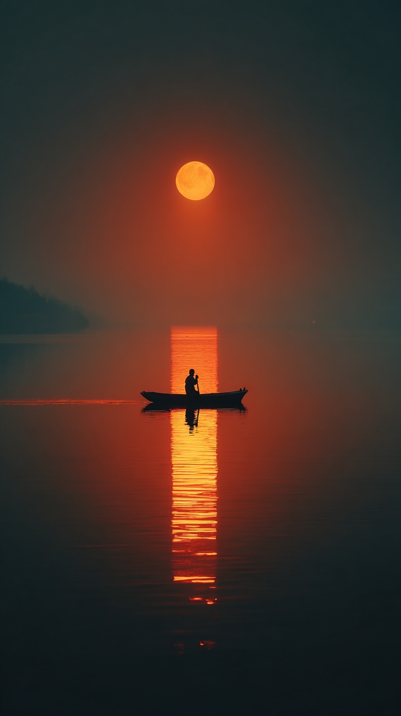 Tranquil Night: Reflective Moments on a Serene Lake