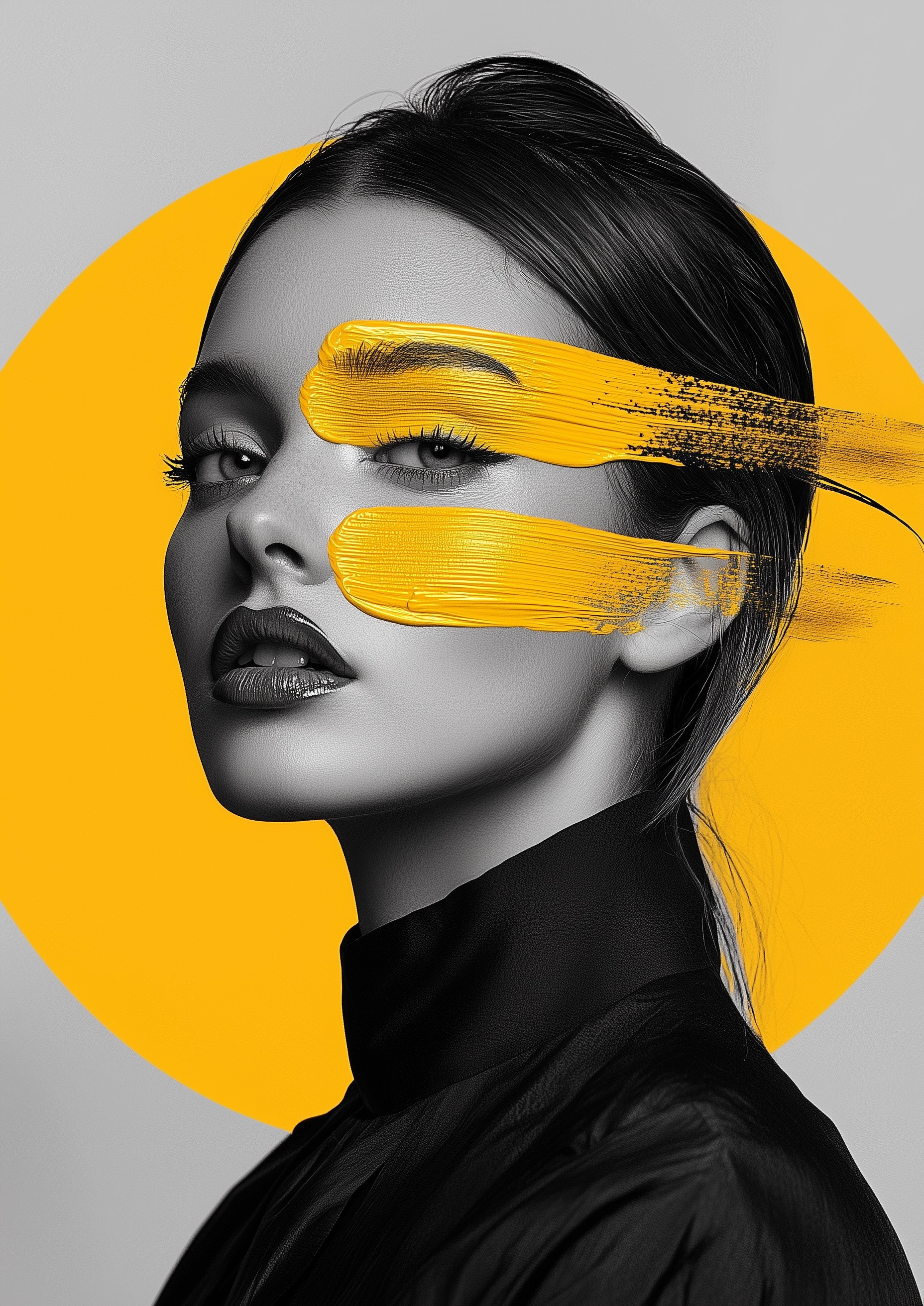 Elegant Minimalist Portrait with Bold Color Accents