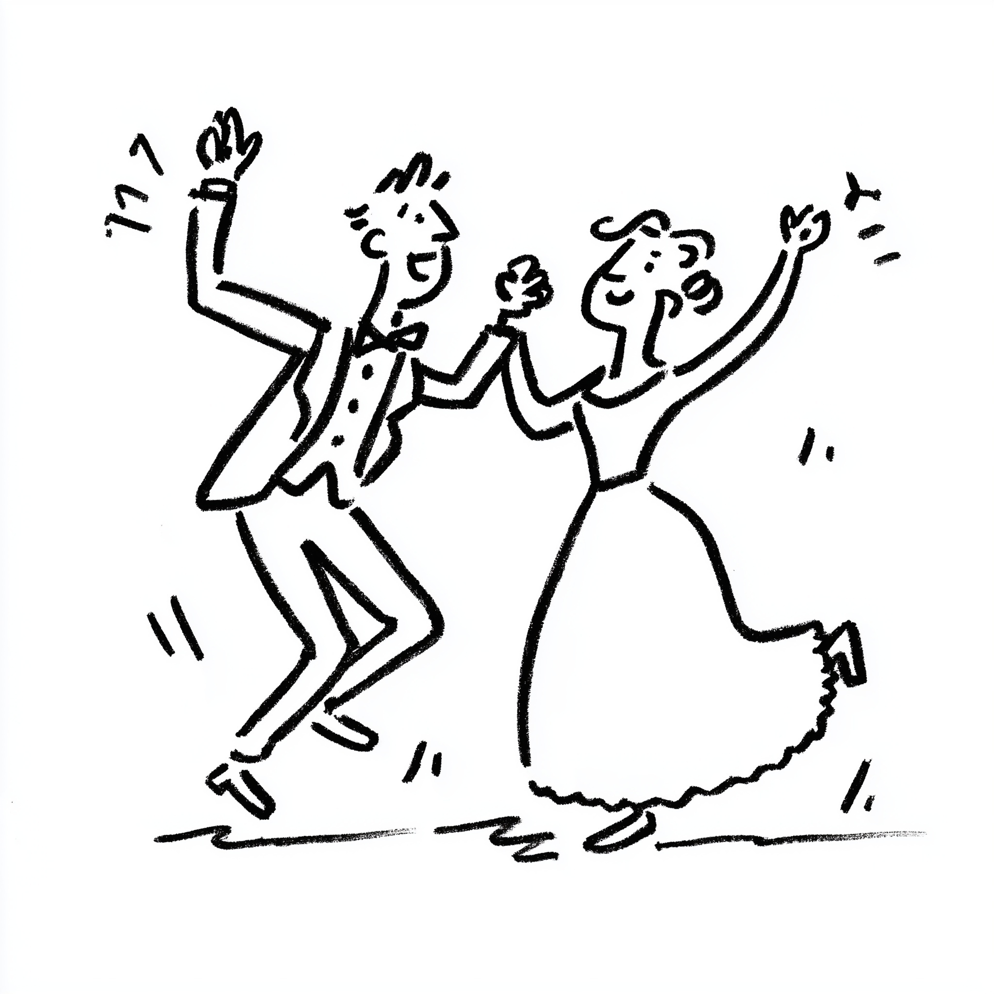 Joyful Bride and Groom Dancing Together