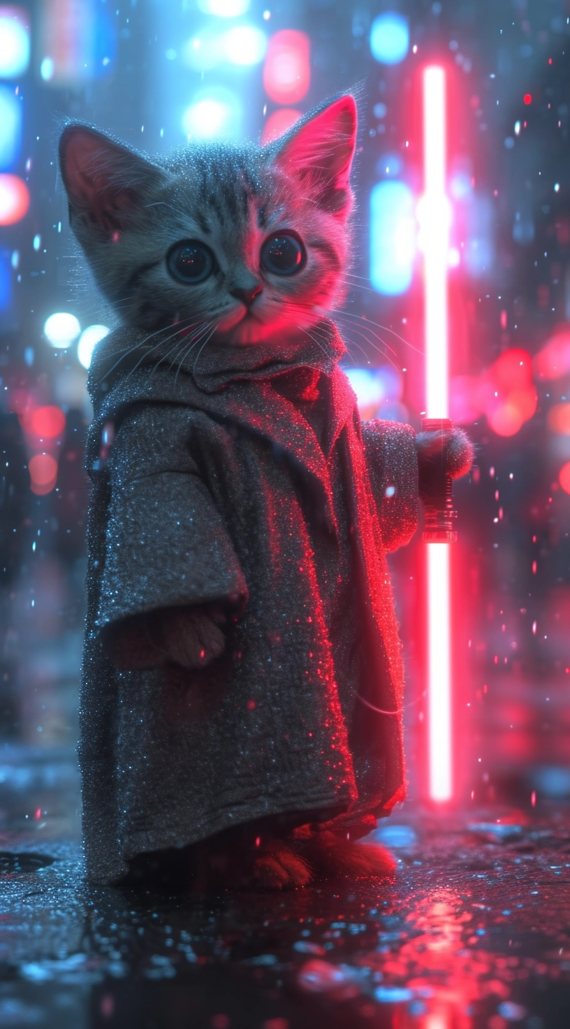 Star Wars Cat: Robed and Ready with Lightsaber - Photorealistic Fantasy