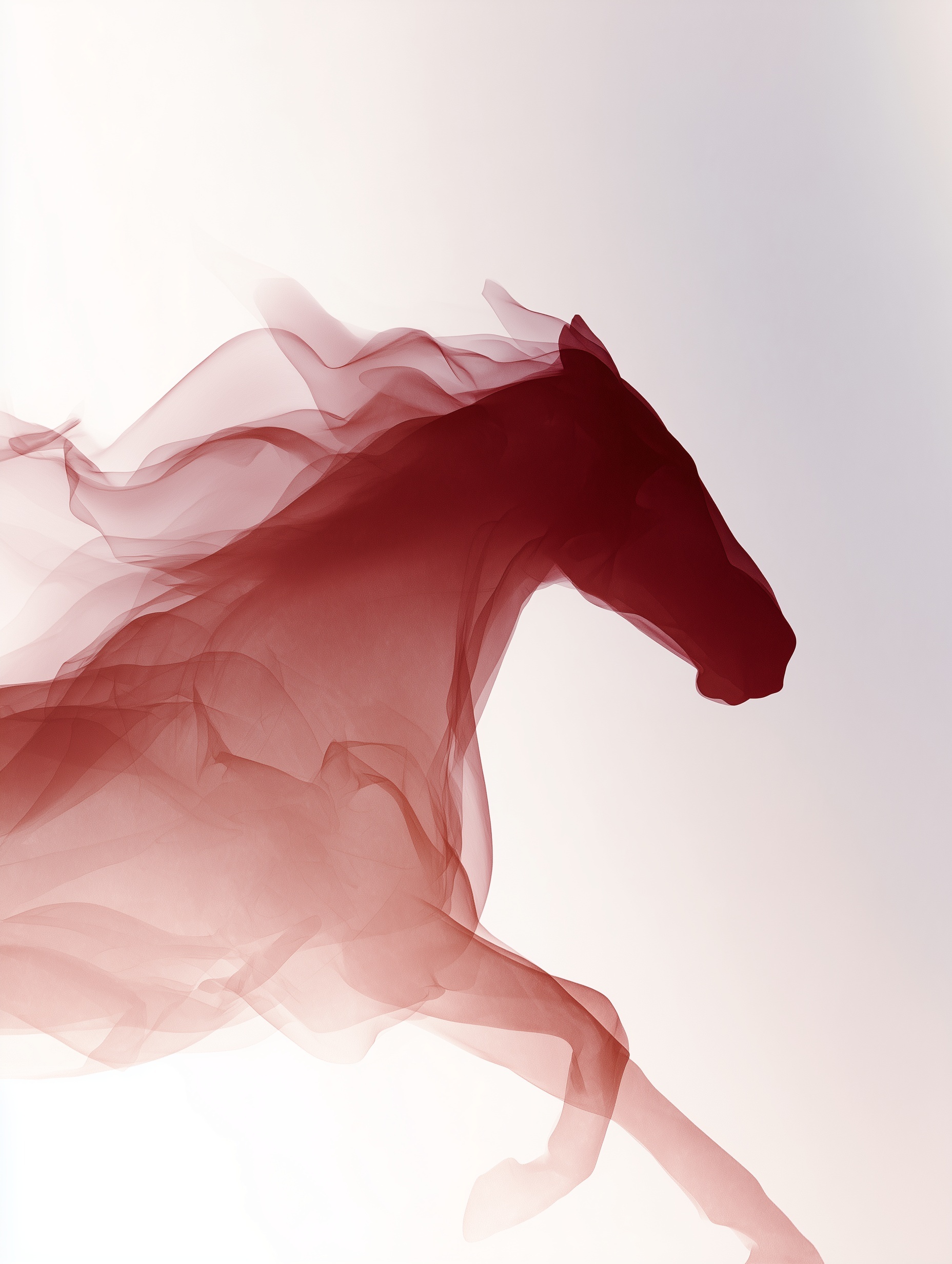 Elegant Fire Horse Silhouette in Coral Palette