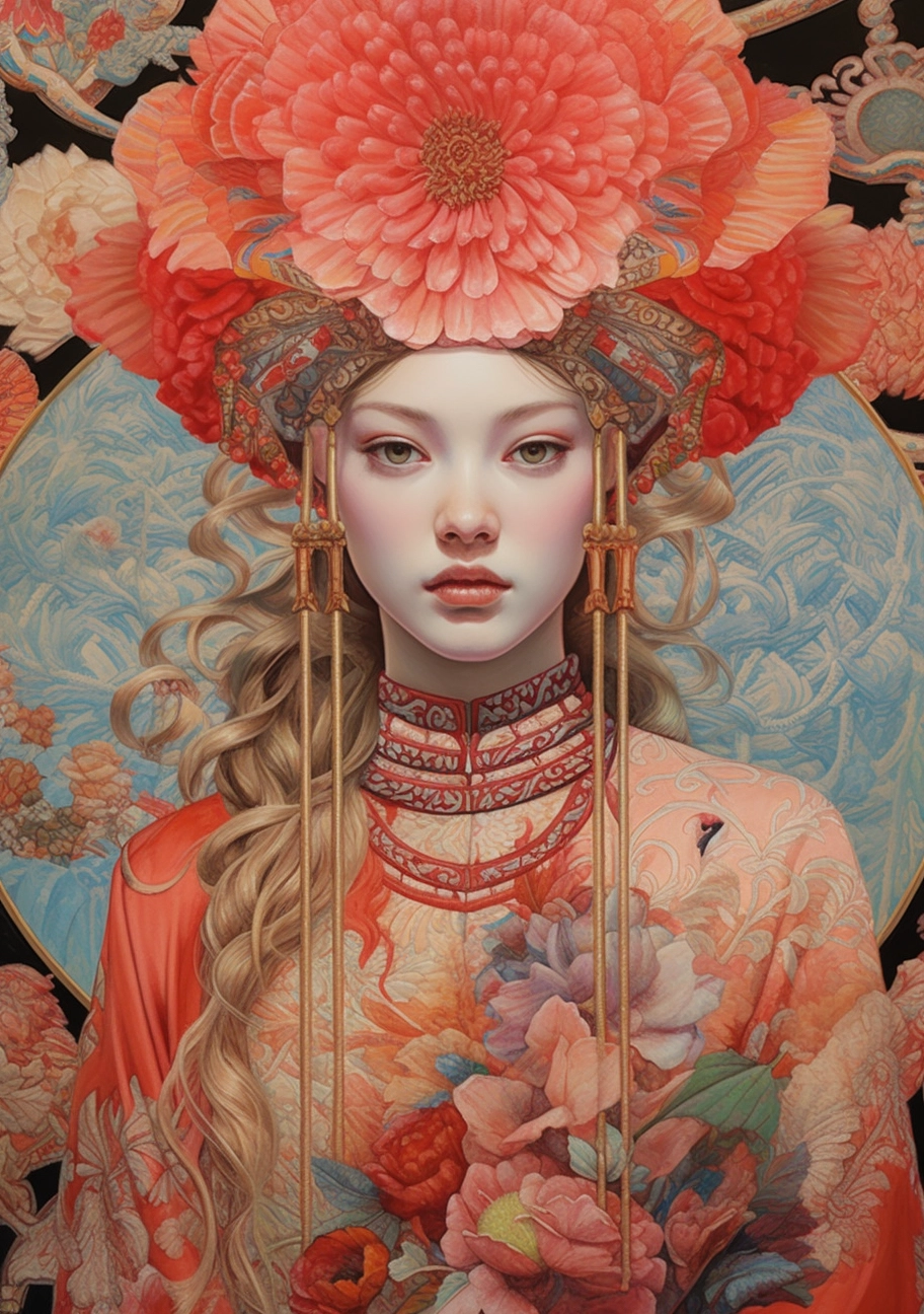 Hyperrealistic Sun Jun Portrait in Intricate Kimono