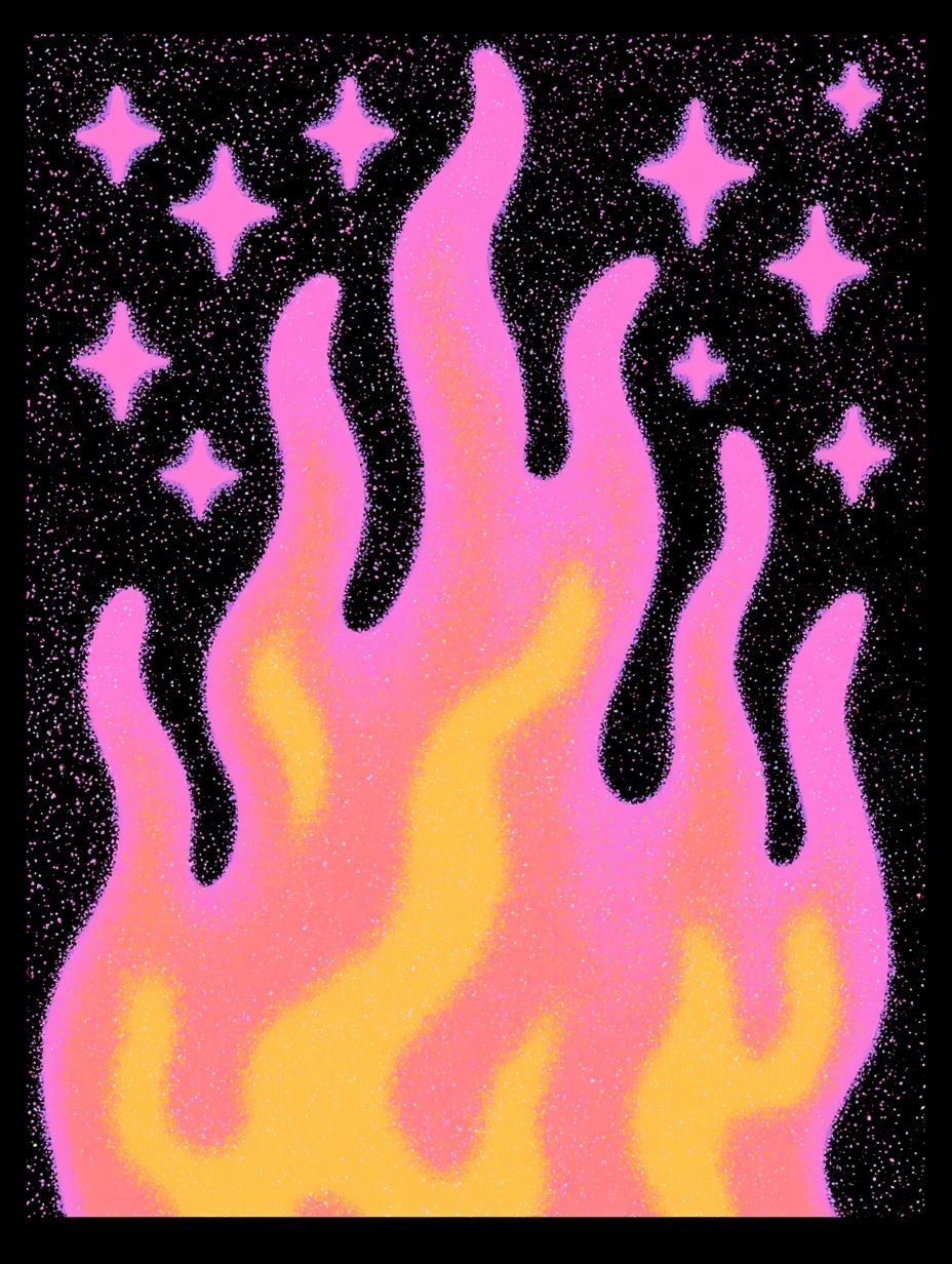 Retro Airbrush Flames & Sparkles - 90s Vibes