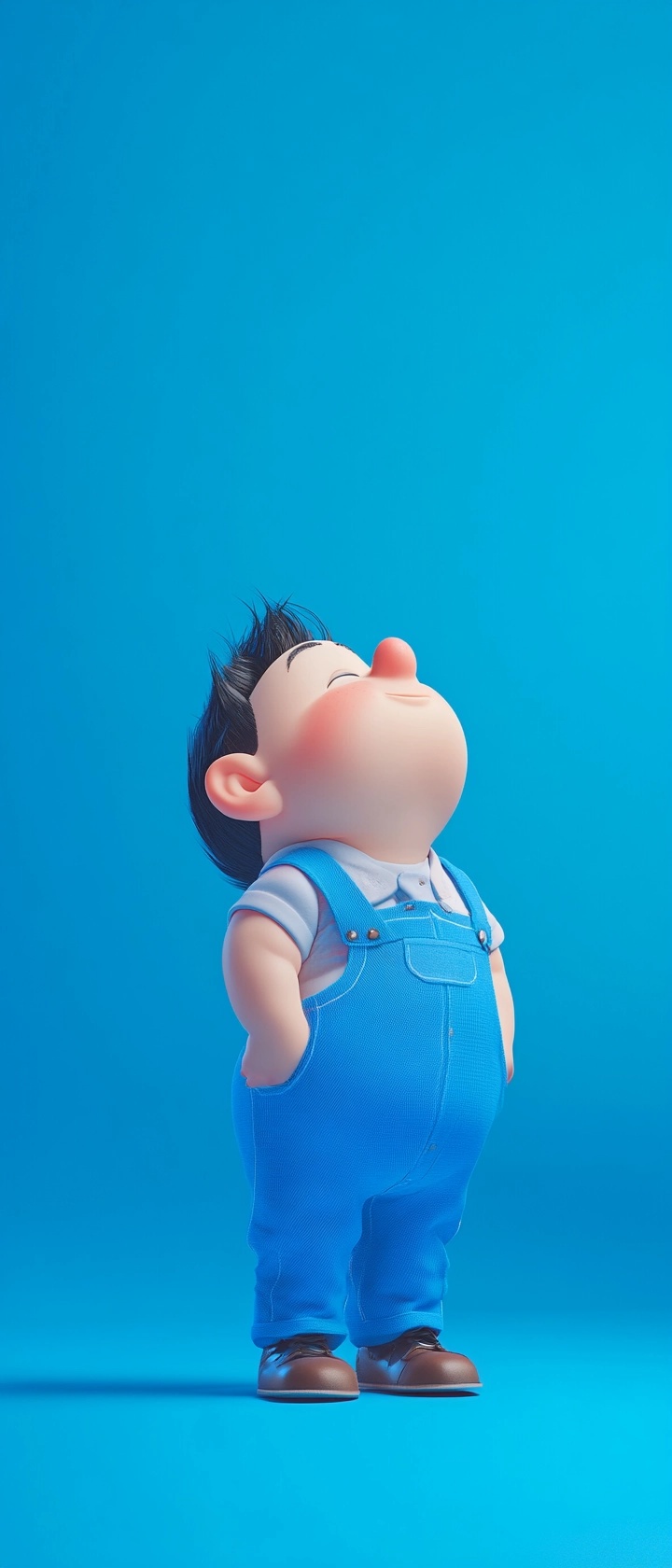 Charming 3D Character in Vibrant Blue Setting