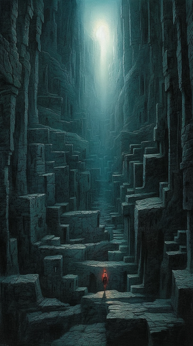 Dark Caverns: Beksinski-inspired Labyrinth