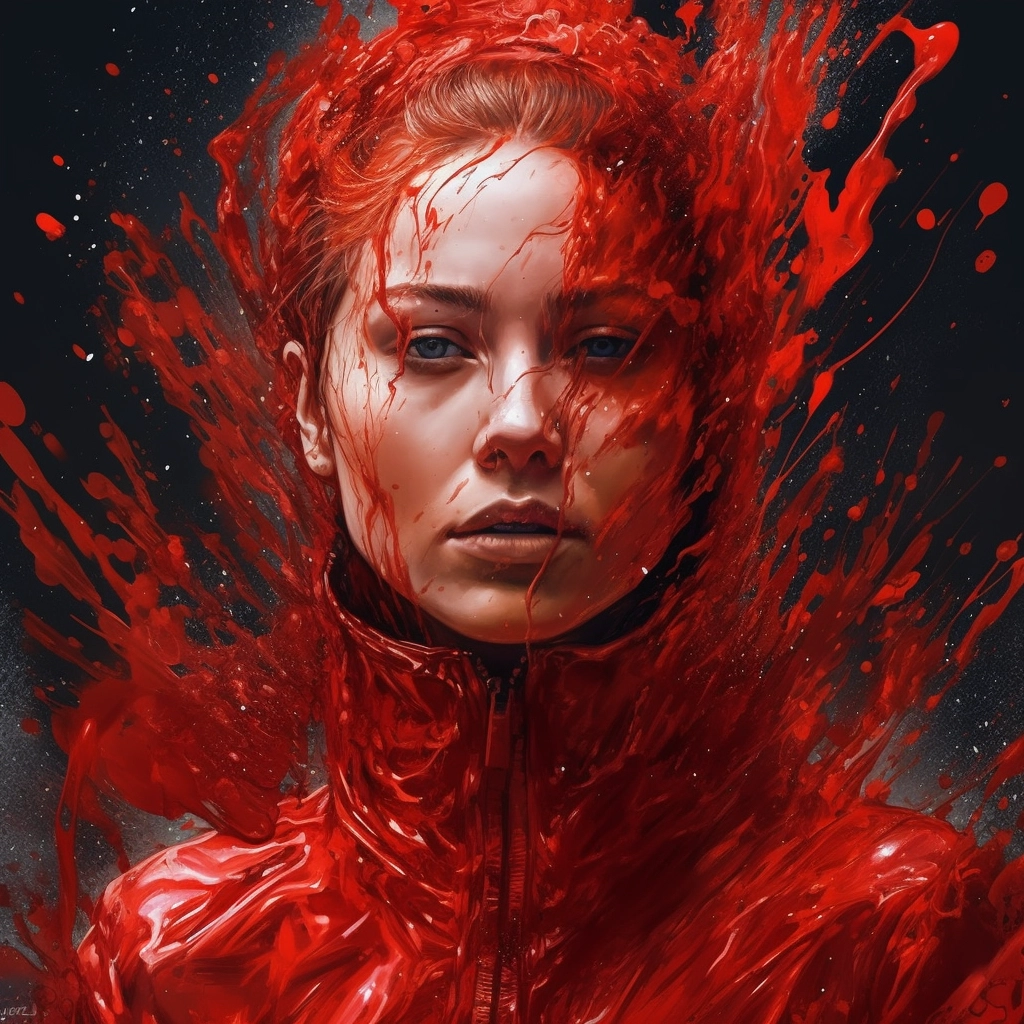 Expressive Red Suit Art: Zbrush Style