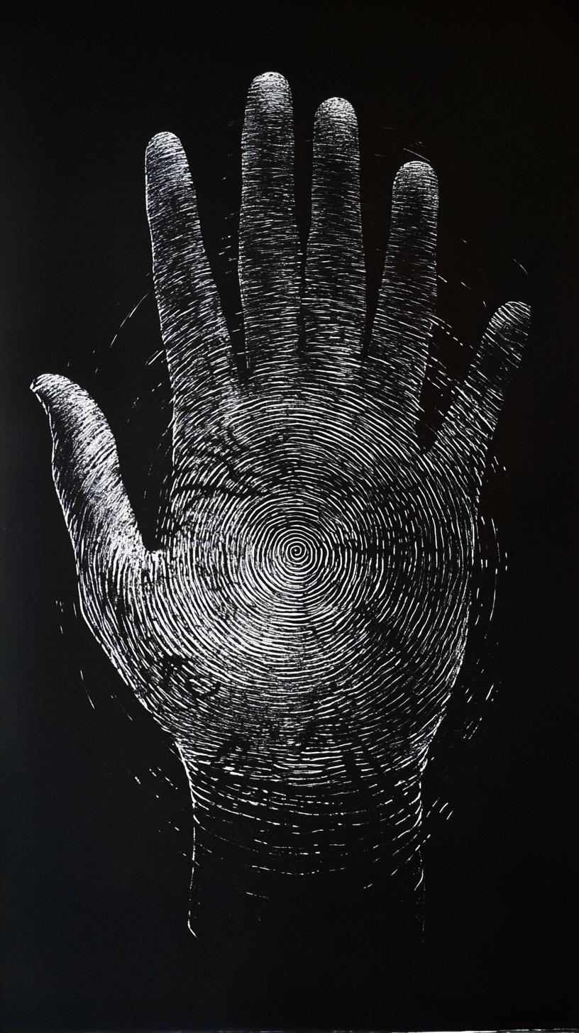 Unique Fingerprint Art: Hand in Motion